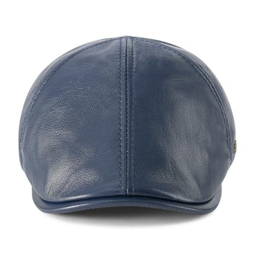VOBOOM Lambskin Leather Ivy Newsboy Caps 6 Panel Cabbie Beret Hat (7 1/2, Navy) - Image 3