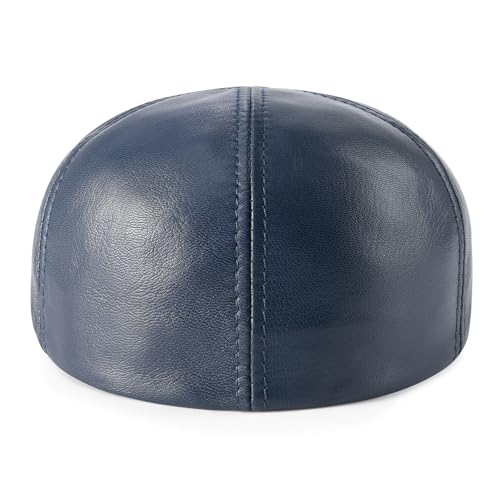 VOBOOM Lambskin Leather Ivy Newsboy Caps 6 Panel Cabbie Beret Hat (7 1/2, Navy) - Image 5
