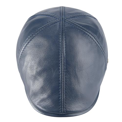 VOBOOM Lambskin Leather Ivy Newsboy Caps 6 Panel Cabbie Beret Hat (7 1/2, Navy) - Image 4