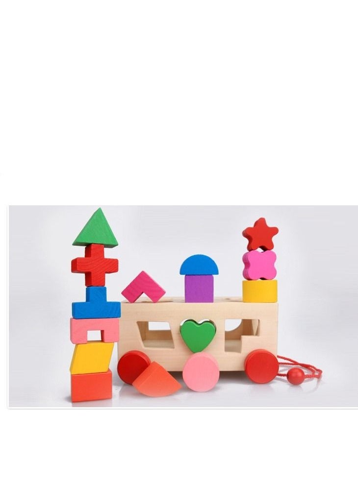 Soofam Classic Wooden Toy With 15 Shapes Shape Sorter Toys Rectangular Shaped Wooden Sorter Toy Multicolored For Toddlers Ages 3+   Kids 19x17.5x9.5centimeter  - Image 2