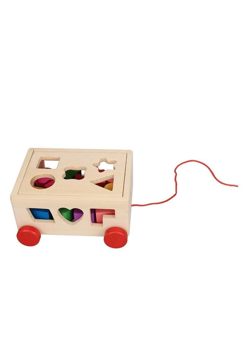 Soofam Classic Wooden Toy With 15 Shapes Shape Sorter Toys Rectangular Shaped Wooden Sorter Toy Multicolored For Toddlers Ages 3+   Kids 19x17.5x9.5centimeter  - Image 3