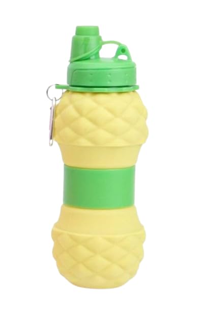 VHBIE Silicone Sipper Bottle Bottle 700 ML Pineapple Expandable Water Bottle for Home Office Gym Trekking BPA Free FoodGrade Collapsible Leak Proof Portable Travel Water Bottle Yellow Color - Image 1