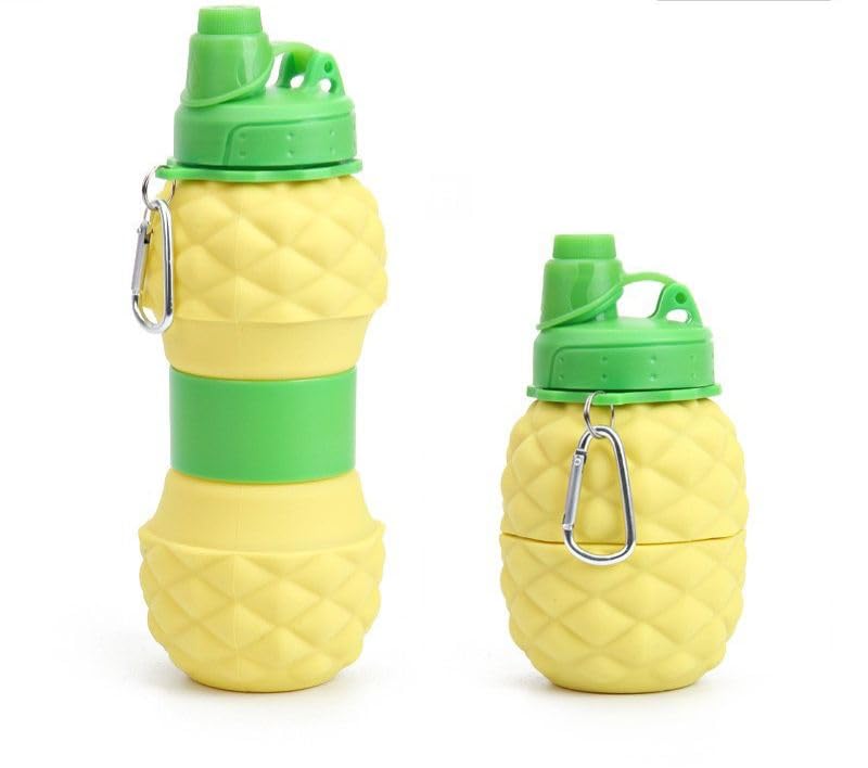 VHBIE Silicone Sipper Bottle Bottle 700 ML Pineapple Expandable Water Bottle for Home Office Gym Trekking BPA Free FoodGrade Collapsible Leak Proof Portable Travel Water Bottle Yellow Color - Image 3