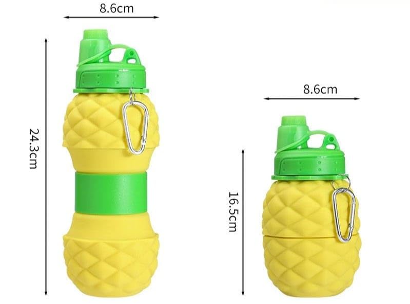 VHBIE Silicone Sipper Bottle Bottle 700 ML Pineapple Expandable Water Bottle for Home Office Gym Trekking BPA Free FoodGrade Collapsible Leak Proof Portable Travel Water Bottle Yellow Color - Image 2