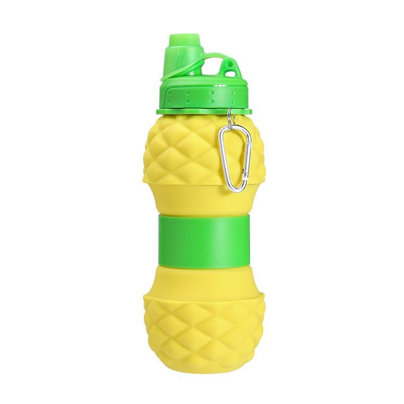 VHBIE Silicone Sipper Bottle Bottle 700 ML Pineapple Expandable Water Bottle for Home Office Gym Trekking BPA Free FoodGrade Collapsible Leak Proof Portable Travel Water Bottle Yellow Color - Image 5
