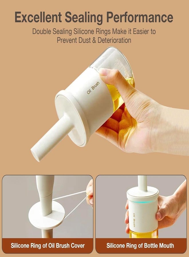 Tendula Silicone Brush and high Temperature Resistant Oil Bottle Integrated Barbecue Cooking Utensils Home&Kitchen (Cream 300 ml) - Image 3