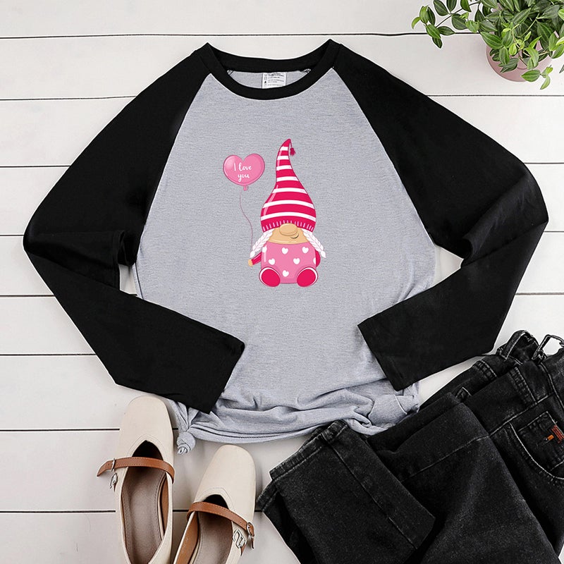 2021 Love Balloon Pink Dwarf Printed Crewneck T-shirt Couple T-shirt Casual Top - Image 5