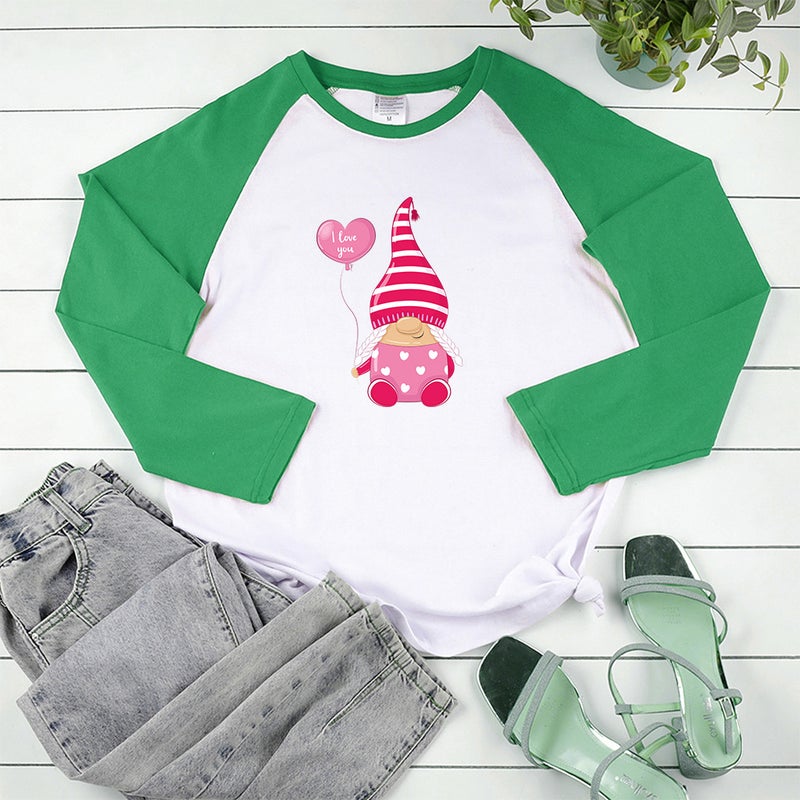 2021 Love Balloon Pink Dwarf Printed Crewneck T-shirt Couple T-shirt Casual Top - Image 2