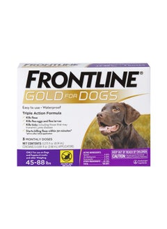 Frontline Gold Flea & Tick Treatment For Large Dogs Up To 45 To 88 Lbs. Pack Of 3  - Image 1