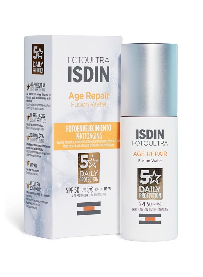 آيسدين سوتيكز Isdin Fotoultra Age Repair Fusion Water SPF 50+ – حماية من الشيخوخة الضوئية، 50 مل - Image 1