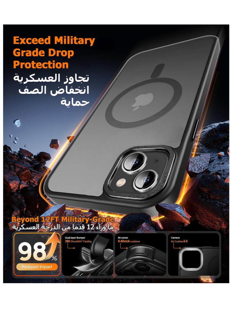 Concretization iPhone 15 MagSafe Case Magnetic Back Cover,【Full Shockproof Protection】Translucent Matte Back, Slim Phone Cover with Strong Magnet for Apple 15 (2023)(Black) - Image 4