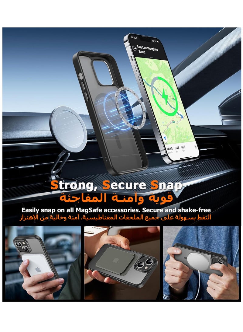 Concretization iPhone 15 MagSafe Case Magnetic Back Cover,【Full Shockproof Protection】Translucent Matte Back, Slim Phone Cover with Strong Magnet for Apple 15 (2023)(Black) - Image 3