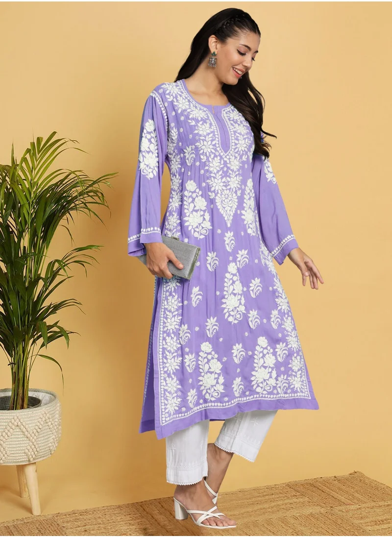 Alaya Hand Embroidered Chikankari Modal Straight Kurta-AL3682