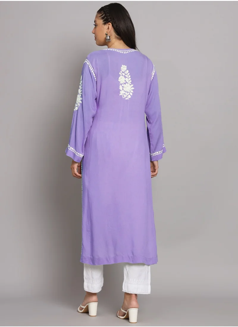 Alaya Hand Embroidered Chikankari Modal Straight Kurta-AL3682