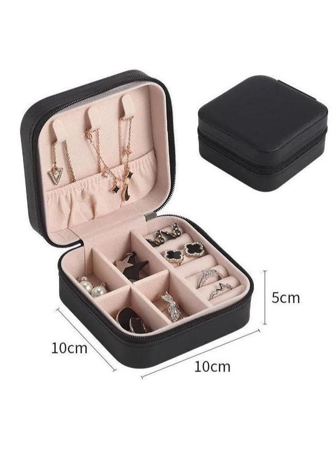 Mei Lifestyle - Jewellery Box With Case Mini Ring Storage Organizer,  Earings Holder And Also Many Compartments (Black) - Image 1