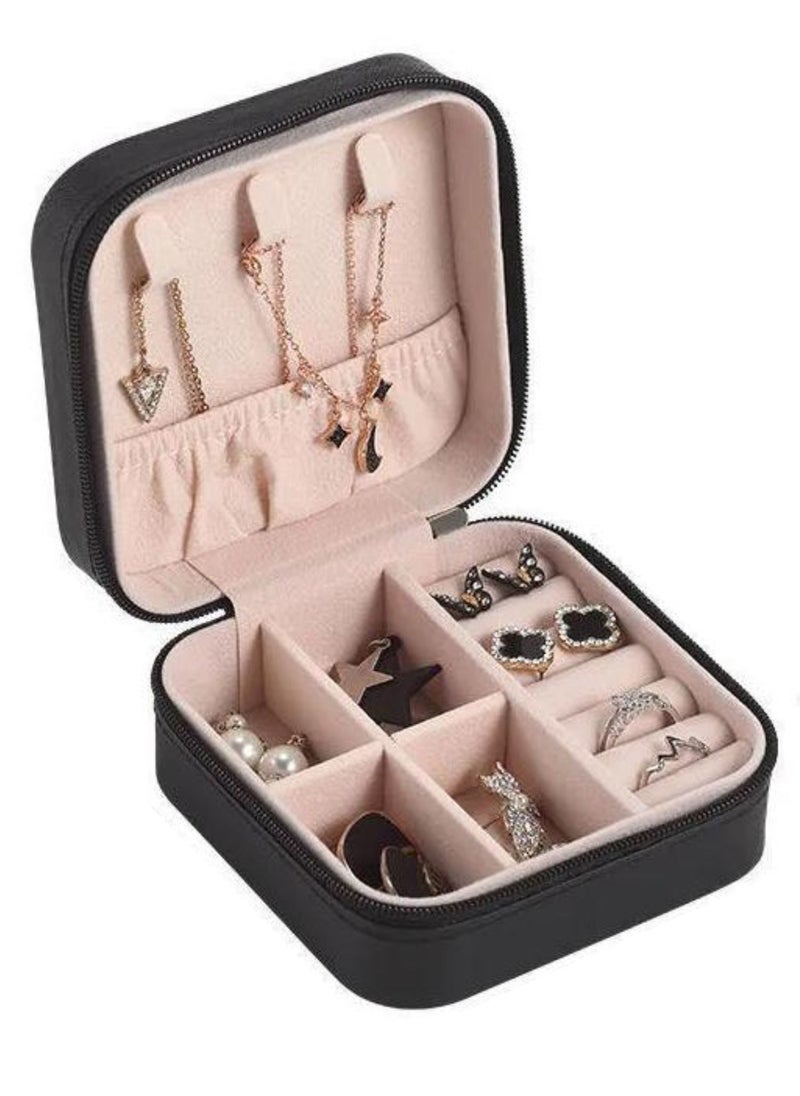 Mei Lifestyle - Jewellery Box With Case Mini Ring Storage Organizer,  Earings Holder And Also Many Compartments (Black) - Image 1