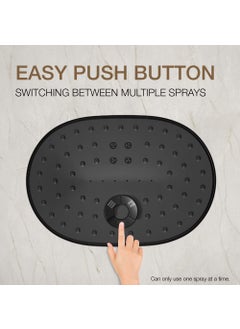 Kohler Kohler ABS Statement Oblong Shower, 200 Mm (7 Inch) Wide Coverage, 3-Spray Easy Push Button Rainhead, Katalyst Air-Induction Spray Technology, (Wall-Mount, Matte Black Finish)  - Image 4