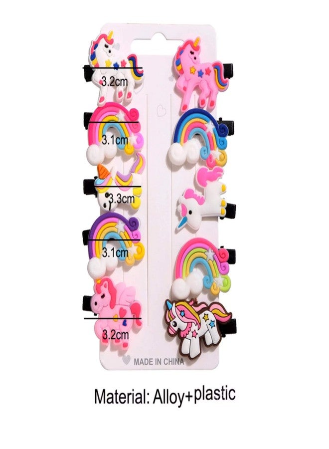LIGHTER HOUSE� Set of 05 Pairs (10 Pcs.) Unicorn Look Hair Clips for Kids Birthday Return Gifts - Mix Designs - Image 3