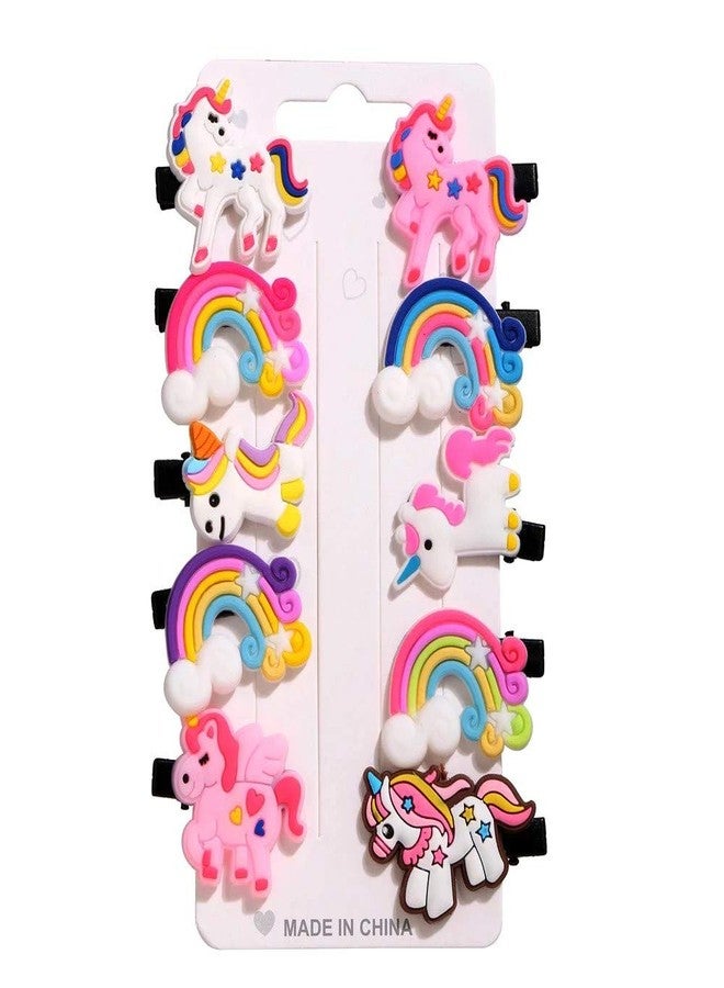 LIGHTER HOUSE� Set of 05 Pairs (10 Pcs.) Unicorn Look Hair Clips for Kids Birthday Return Gifts - Mix Designs - Image 2
