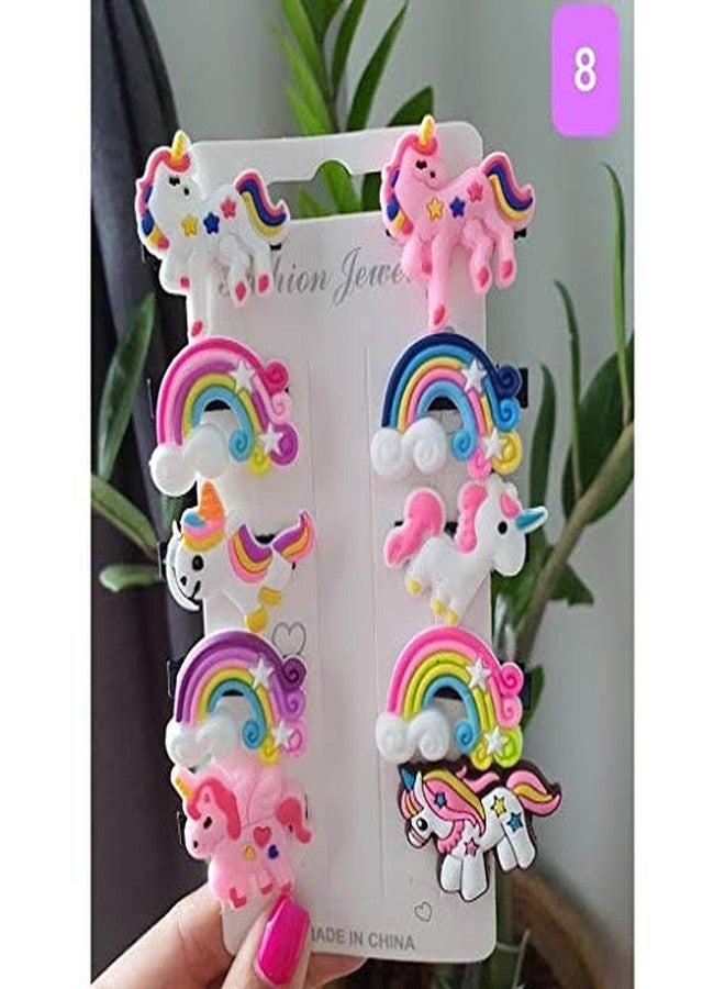 LIGHTER HOUSE� Set of 05 Pairs (10 Pcs.) Unicorn Look Hair Clips for Kids Birthday Return Gifts - Mix Designs - Image 5
