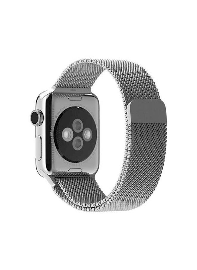 NIBEMINENT - Magnetic Milanese Loop Steel Band For Smart Apple iWatch Silver - Image 1