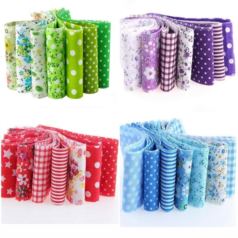YSSZAM 7Pcs Top Green Cotton Craft Fabric Bundle Squares Patchwork DIY Sewing Scrapbooking Quilting Floral Dot Pattern Craft and Hobby Fabric 10" x 10" (25cm x 25cm) - Image 5
