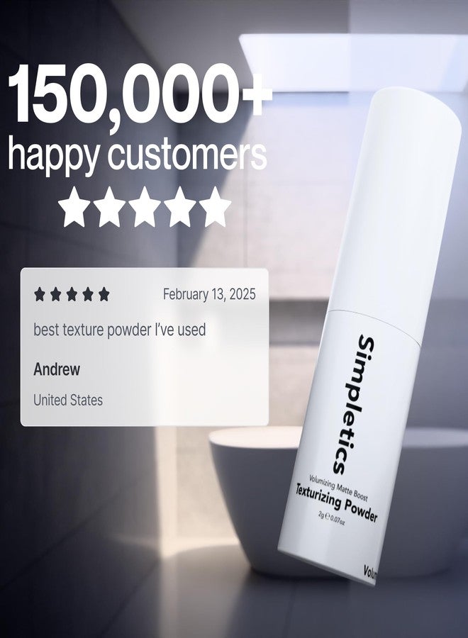 Simpletics بودرة تكثيف بسيطة - طبيعية بالكامل، تركيبة مغذية من 4 مكونات مع نشا الأرز - خالية من المواد الكيميائية - تعطي مظهرًا كثيفًا ومُعَالجًا ومطفأ للرجال والنساء (3 عبوات) - Image 5