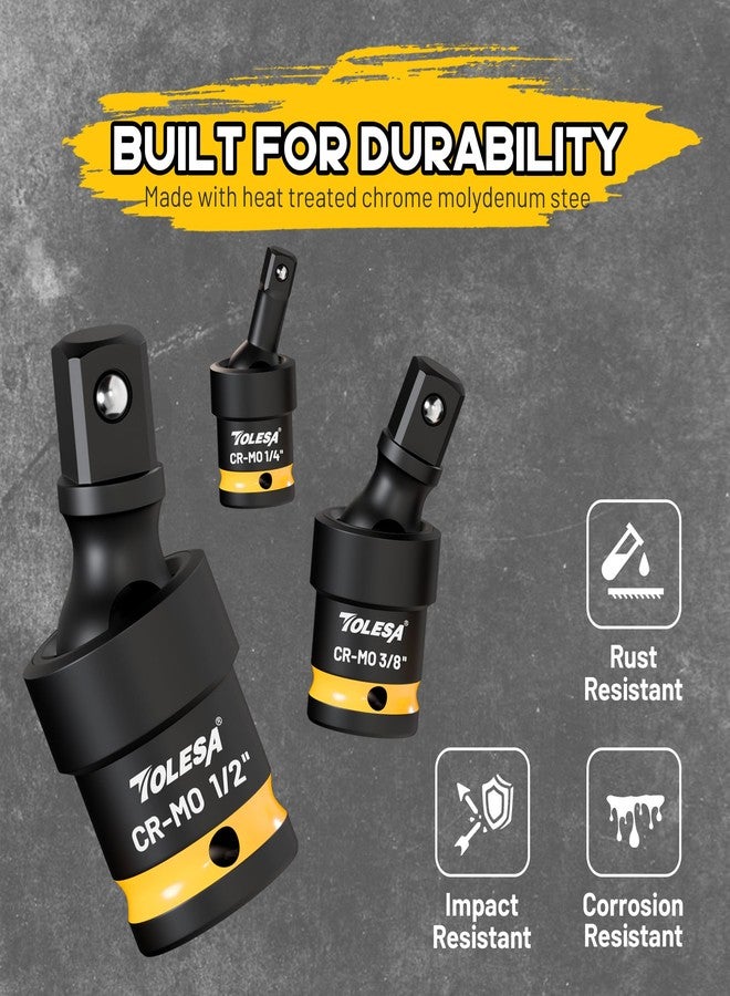 TOLESA Swivel Socket Set, 1/2", 3/8", 1/4" Impact Universal Joint-Socket Swivel Set, Premium CR-MO Steel - Image 3