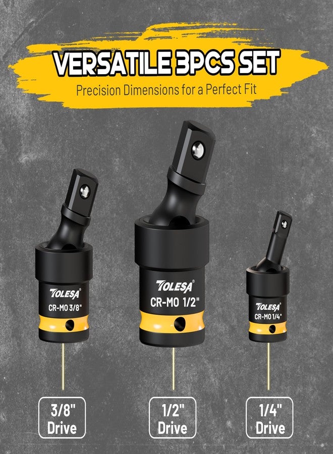 TOLESA Swivel Socket Set, 1/2", 3/8", 1/4" Impact Universal Joint-Socket Swivel Set, Premium CR-MO Steel - Image 2