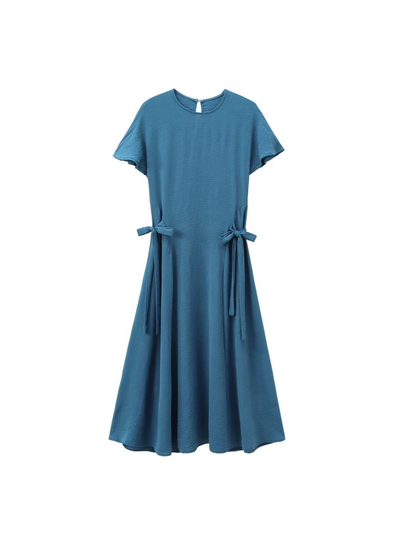 Generic - SAW Fast Selling New Womens Dress European Style Waist-Fitted Bow Scoop Dress Trendy Fashion Bow Decoration Womenswear Brick red - Image 1