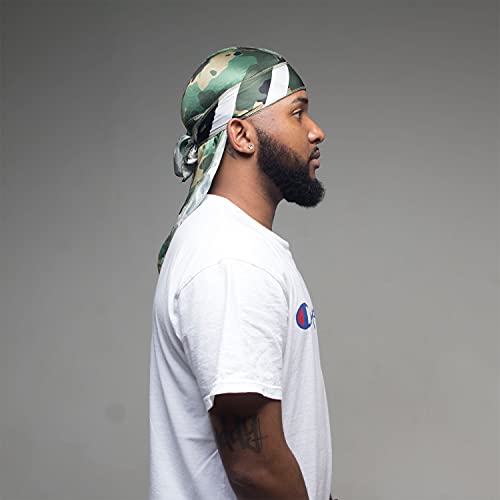 ForceWave 4PCS Silky Durags for Men 360 Waves, Designer Do Rag, 1 Wave Cap (Camou Blue BlackRed) - Image 5