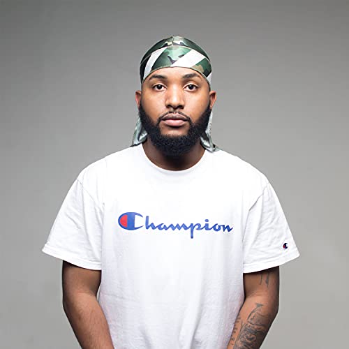 ForceWave 4PCS Silky Durags for Men 360 Waves, Designer Do Rag, 1 Wave Cap (Camou Blue BlackRed) - Image 4