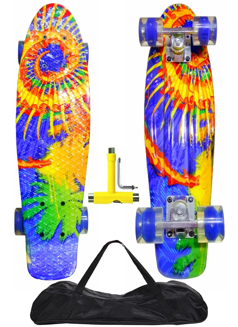 Generic 22" Pany Skateboard PU Flash Wheels Fish Shape With Carry Bag & Tool, Yellow Sun 