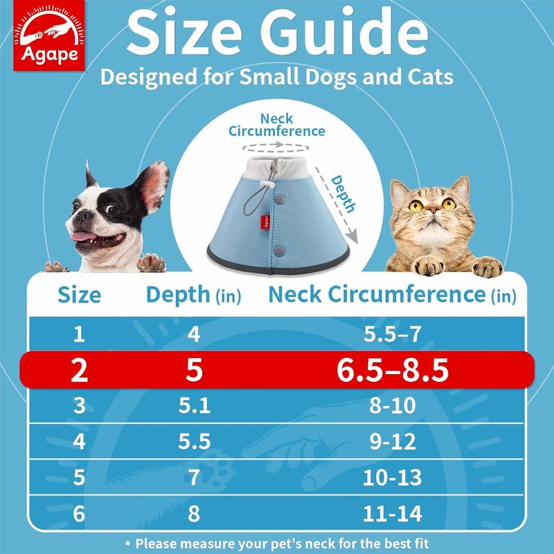Agape Soft Cone for Cats & Small Dogs, Comfy Pet Cone to Stop Licking, Adjustable Cat E Collar Alternative After Surgery, Protective Elizabethan Collar for Pup & Kitty, Water Repellent Recovery Cone - Image 2