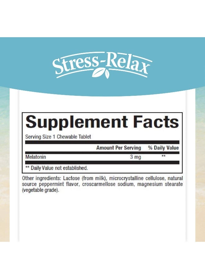 natural Factors Stress-Relax Melatonin 3 mg by Natural Factors, Natural Sleep Aid, Resets the Sleep-Wake Cycle, 90 chewable tablets (90 servings), Peppermint Flavor  - Image 2