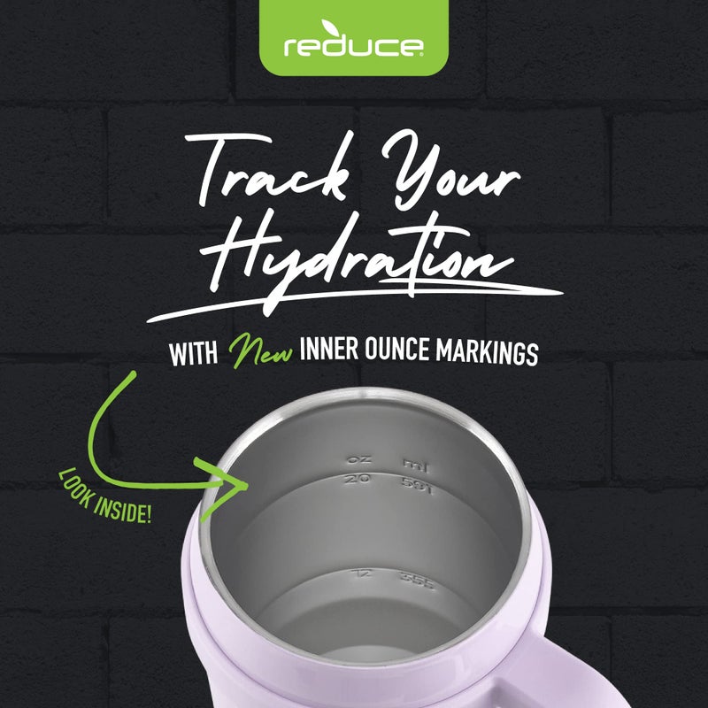 REDUCE 24 oz Stainless Steel Tumbler with Handle - Dual-Wall Vacuum Insulated Travel Mug  Sweat-Proof Lid & Reusable Straw - Keeps Drinks Cold for 24 Hrs  Fits Cupholders  Dishwasher Safe - Lilac Bud - Image 4