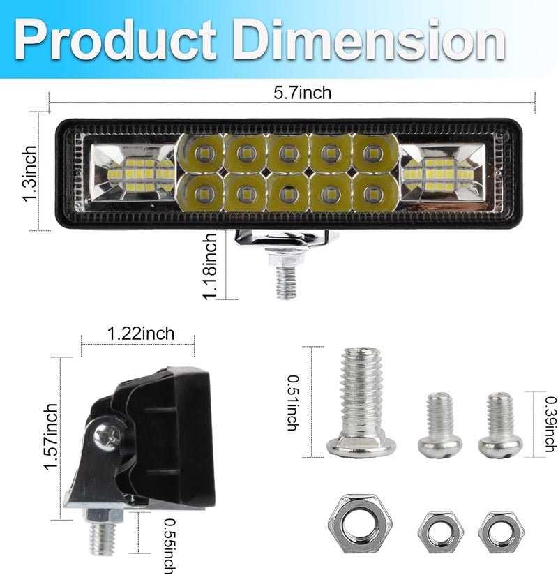 LIGBT 2PCS LED Light Bar 5.7 Inch Slim 60W Led Driving Lights Waterproof Driving Fog Light Flood Spot Beam Combo LED Work Lights for Jeep Truck Boat Car UTV ATV - Image 5
