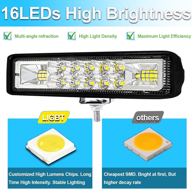 LIGBT 2PCS LED Light Bar 5.7 Inch Slim 60W Led Driving Lights Waterproof Driving Fog Light Flood Spot Beam Combo LED Work Lights for Jeep Truck Boat Car UTV ATV - Image 2