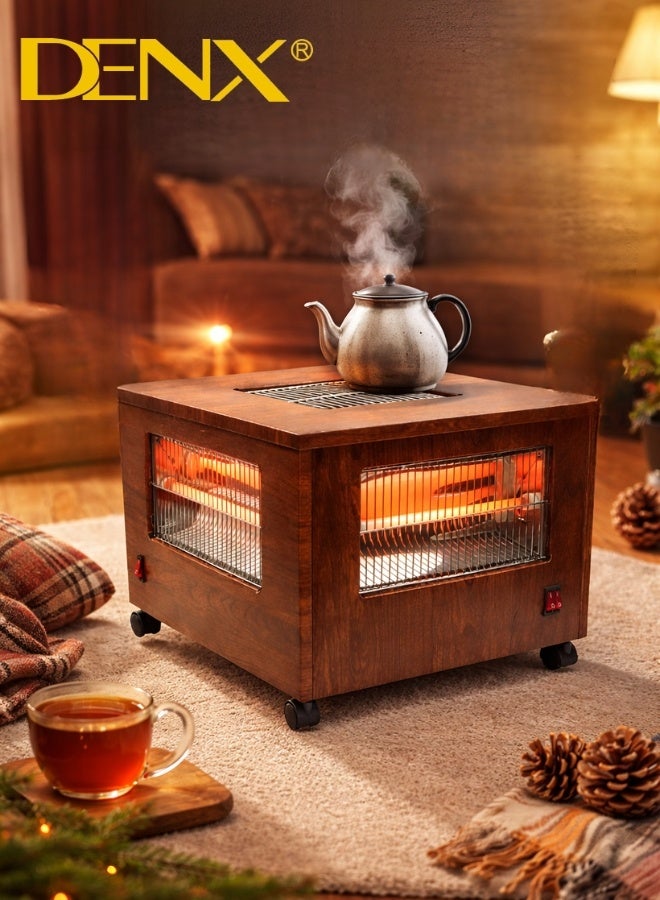 Denx 🔥 DENX DX2631 Multi-Purpose Electric Heater – 2000W Powerful Heating with Four-Side Heat Distribution and Top Cooking Surface – Elegant Wood Design and Easy to Move - Image 1