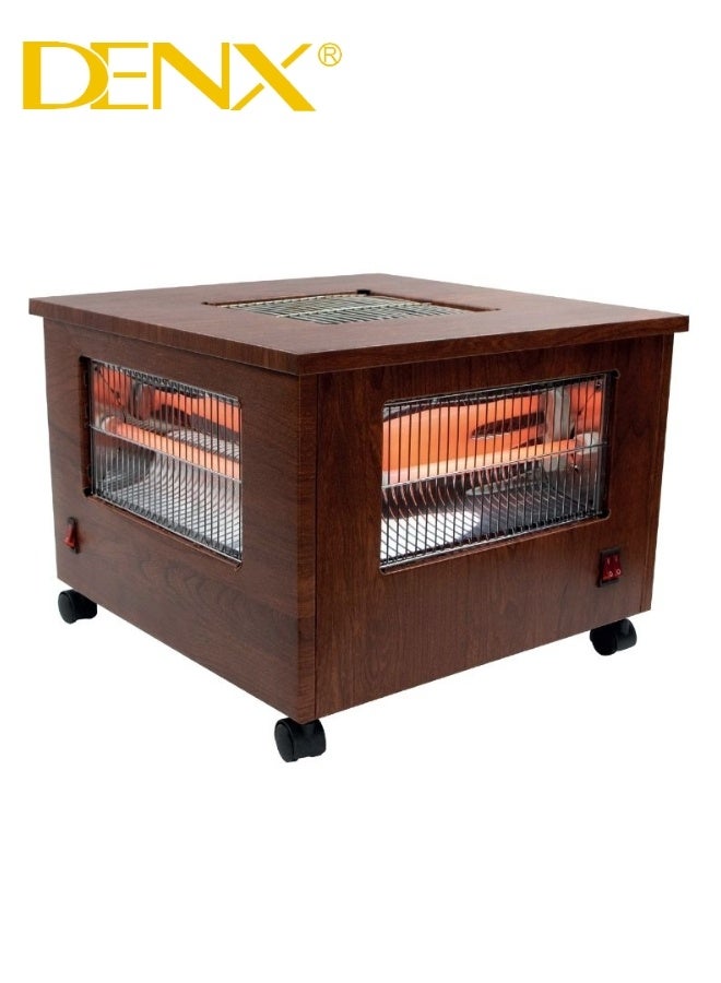 Denx 🔥 DENX DX2631 Multi-Purpose Electric Heater – 2000W Powerful Heating with Four-Side Heat Distribution and Top Cooking Surface – Elegant Wood Design and Easy to Move - Image 2