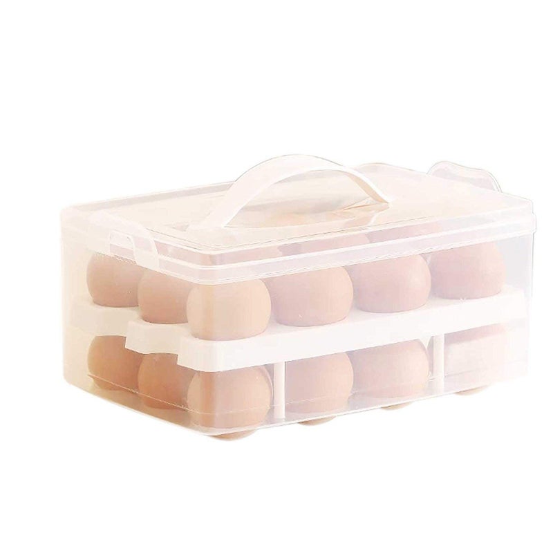 FLIPXEN Plastic Clear 24Eggs Storage Organizer for Kitchen Refrigerator - Image 1