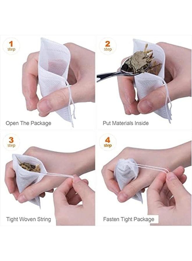 إي سي في في 200 قطعة من أكياس فلتر الشاي برباط للاستعمال مرة واحدة، أكياس من القماش غير المنسوج، أكياس شبكية للغلق، أكياس أكياس القهوة، لأوراق الشاي السائبة، والقهوة، والأعشاب، والتوابل - Image 4