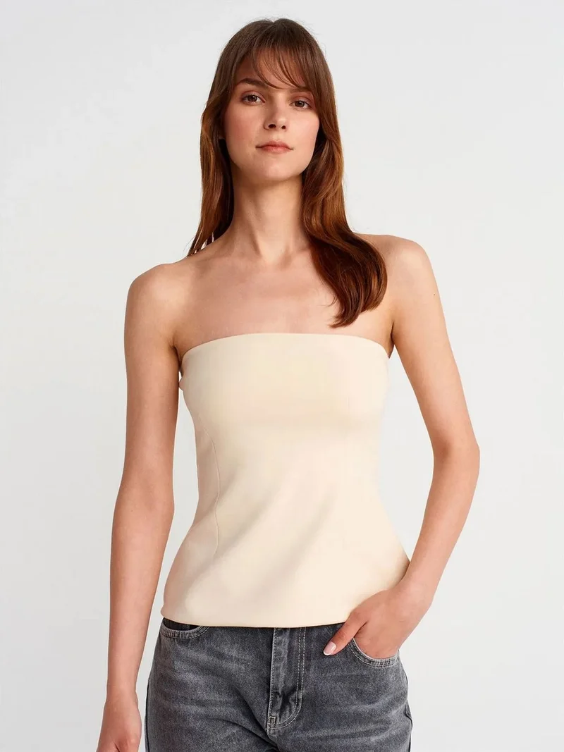 ديلفين Dilvin Strapless Slim-fit Bandeau Blouse