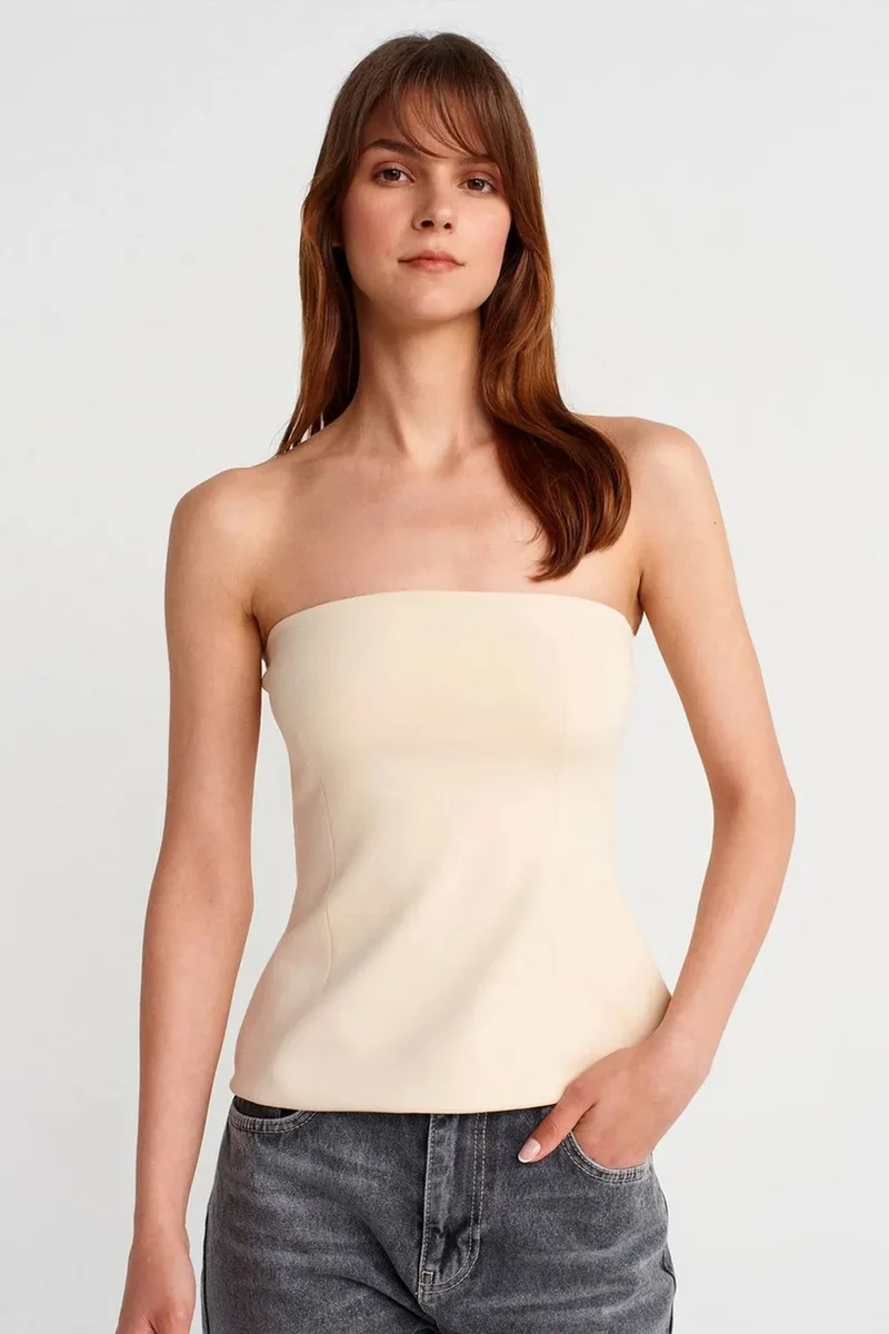 DILVIN Strapless Slim-fit Bandeau Blouse