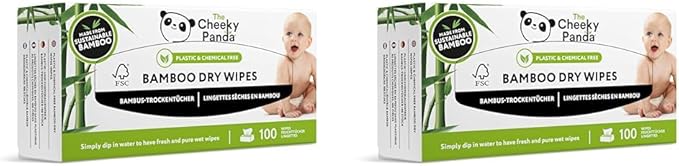 The Cheeky Panda مناديل تشيكي باندا الجافة عبوة 100 مناديل جافة من الخيزران للعناية الشخصية للبالغين والأطفال فائقة النعومة والقوة