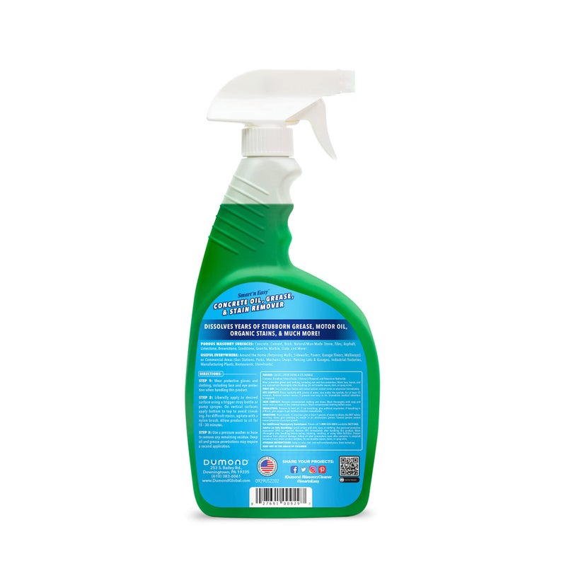 Dumond Smart 'n Easy Concrete Oil, Grease & Stain Remover, Cleans Grime, Dirt & Petroleum-Based Messes from Porous Masonry Surfaces, Garage Floors, Sidewalks, Driveways & More, 22oz Spray - Image 2