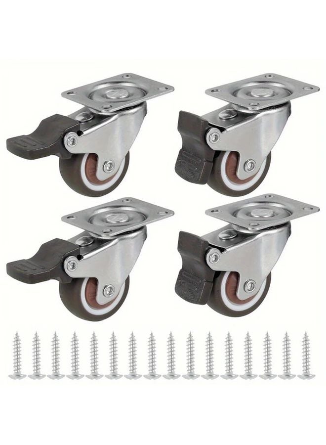 4pcs Heavy Duty Swivel Caster Wheels Silent Rotatable Lockable For Furniture Equipment - Image 2