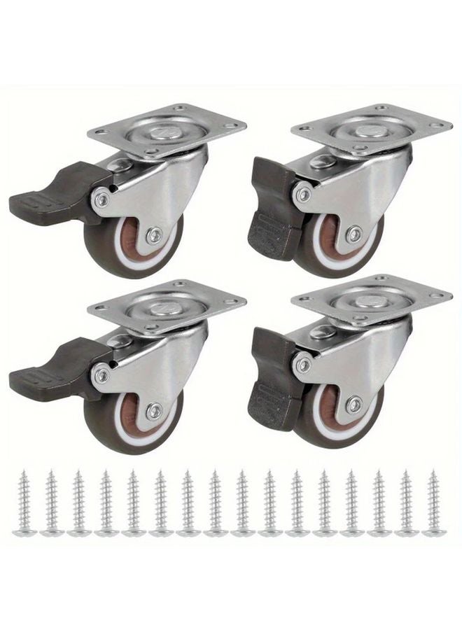 4pcs Heavy Duty Swivel Caster Wheels Silent Rotatable Lockable For Furniture Equipment - Image 4