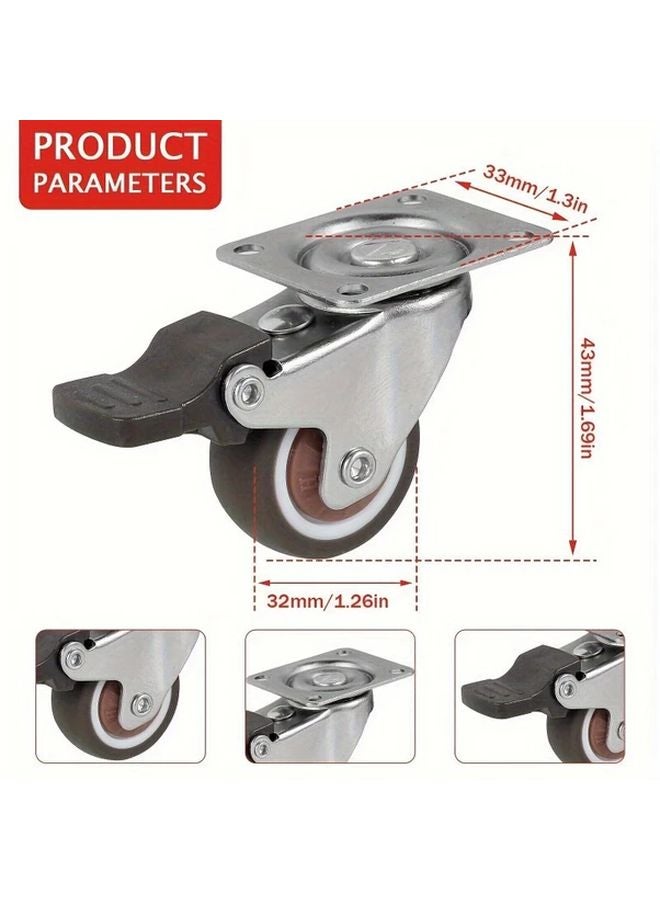 4pcs Heavy Duty Swivel Caster Wheels Silent Rotatable Lockable For Furniture Equipment - Image 3