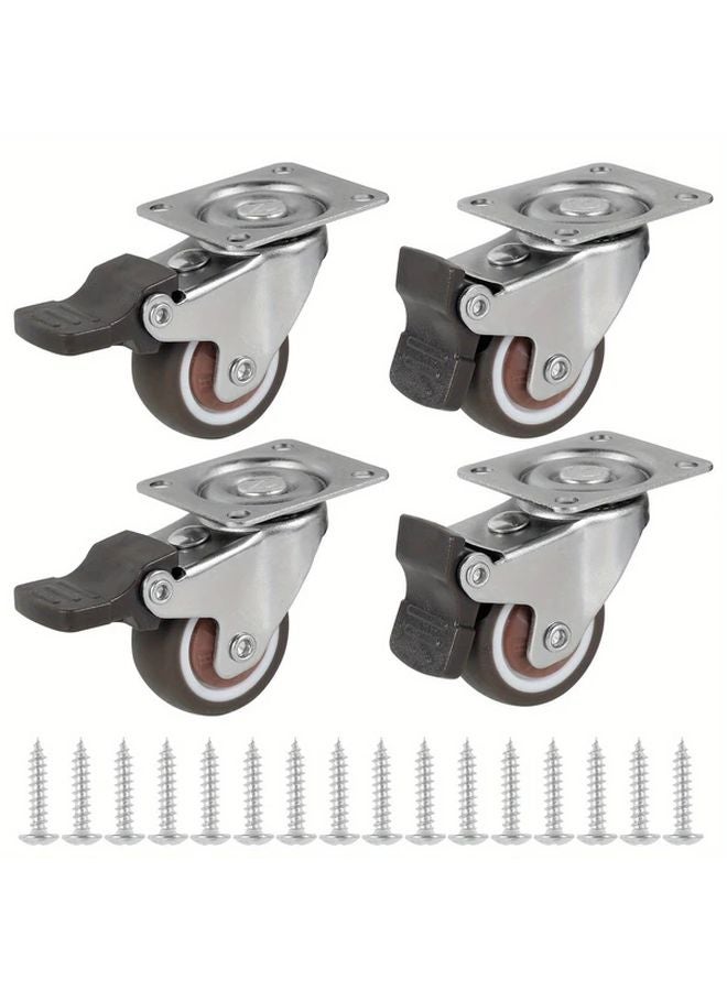 4pcs Heavy Duty Swivel Caster Wheels Silent Rotatable Lockable For Furniture Equipment - Image 1